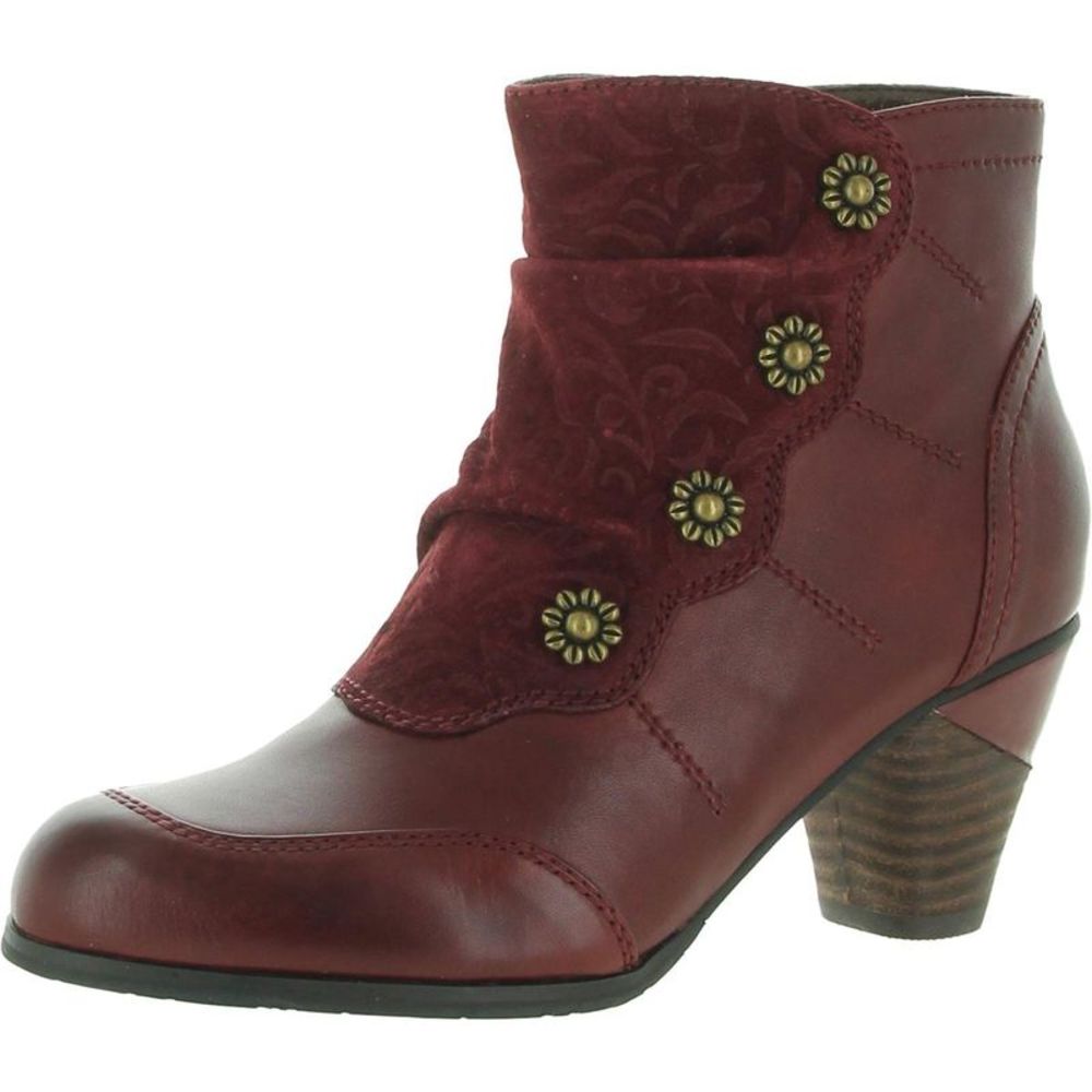 L'Artiste Spring Step Womens Red Leather Ankle Booties Shoes tried on once, NWOT